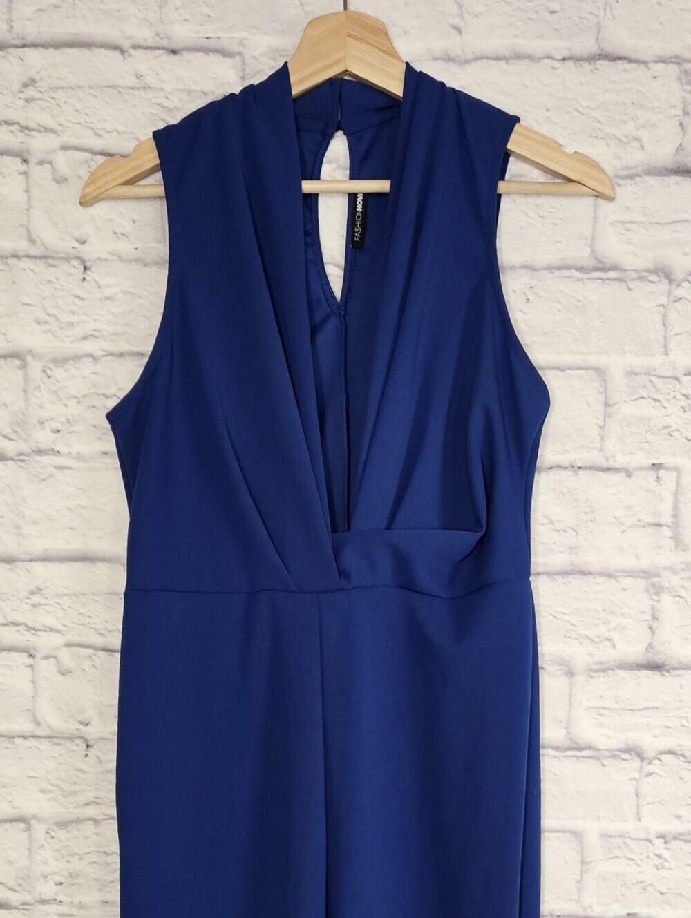 Fashion Nova Royal Blue Deep V Sleeveless Bodycon Jumpsuit XL - Picture 10 of 12